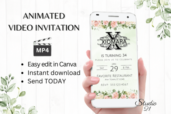 Birthday Invitation (Monogram Letter X): A Digital Animated Template