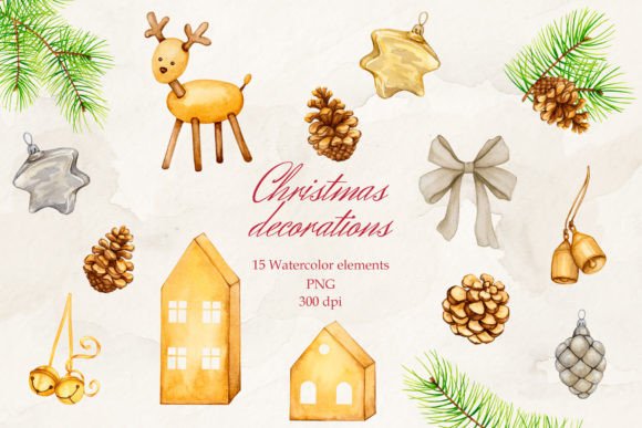 Christmas Decorations Watercolor PNG: A Festive Design Toolkit