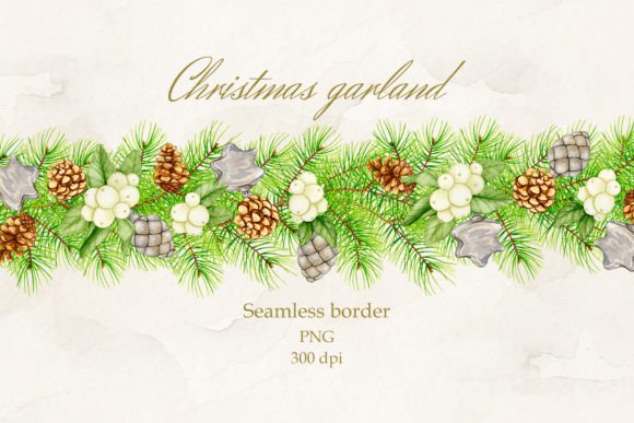 Christmas Garland: Seamless Border PNG for Festive Design