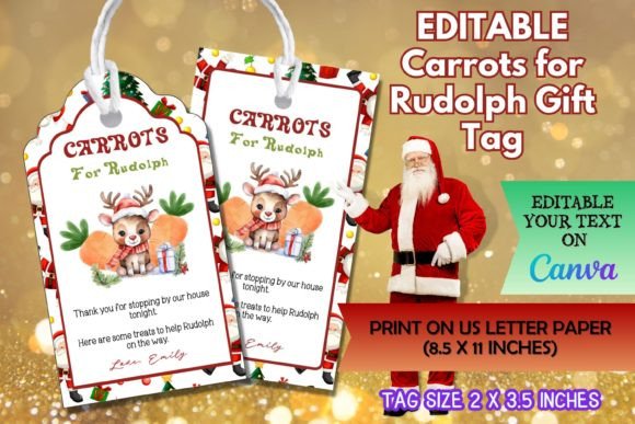 Editable Carrots for Rudolph Gift Tag: Festive DIY Designs