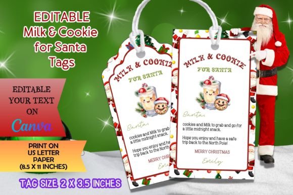 Editable Milk & Cookie for Santa Tags: A Festive Design Asset