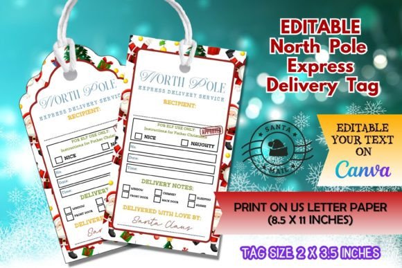 Editable North Pole Express Delivery Tag for Holiday Magic