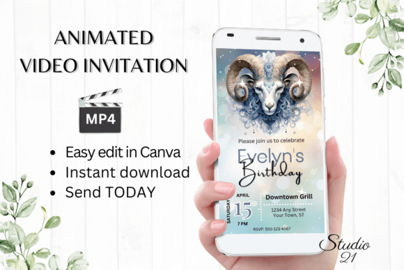 Embrace the Ram: Designing with the Zodiac Birthday Invitation - Aries