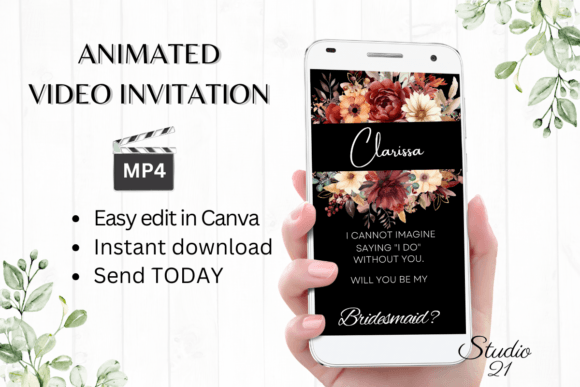 Fall Bridesmaid Proposal W3157M: A Warm, Animated Invitation Template