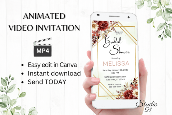 Modernize Your Autumn Celebration: Fall Bridal Shower Invite W4154