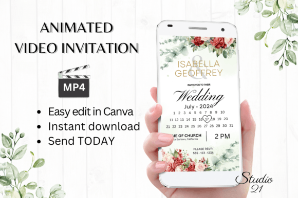 Red Roses Wedding Invitation W8442B: A Modern Take on Romance